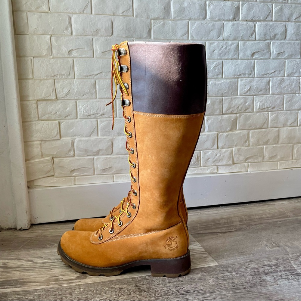 Timberland Premium 14 Inch Knee-High Lace-Up Boots in Wheat Nubuck Size 7.5 - Picture 9 of 16